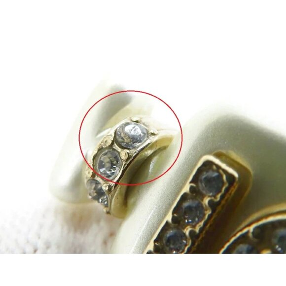 CHANEL CC Logos Rhinestone Pearl No.5 Bracelet 7.5" Gold Tone A22S Auth - Picture 5 of 10